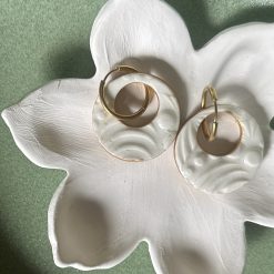 Handcrafted Porcelain Earrings – White Textured Circle