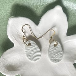 Handcrafted Porcelain Earrings – White Textured teardrop