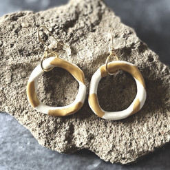 Handcrafted Porcelain Earrings – White Organic Hoop