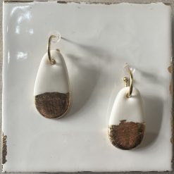 Porcelain Drop Earrings – Metallic Leaf