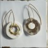 Porcelain Disc Drop Earrings – Metallic Leaf