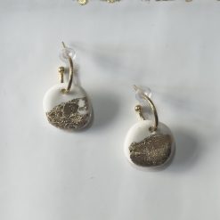 Porcelain Drop Earrings – Metallic Leaf