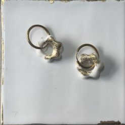 Porcelain Flower Drop Earrings – Metallic Leaf